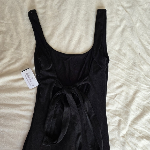 Windsor Slinky Midi Little Black Dress with Open Tie-Back NWT - Picture 6 of 8
